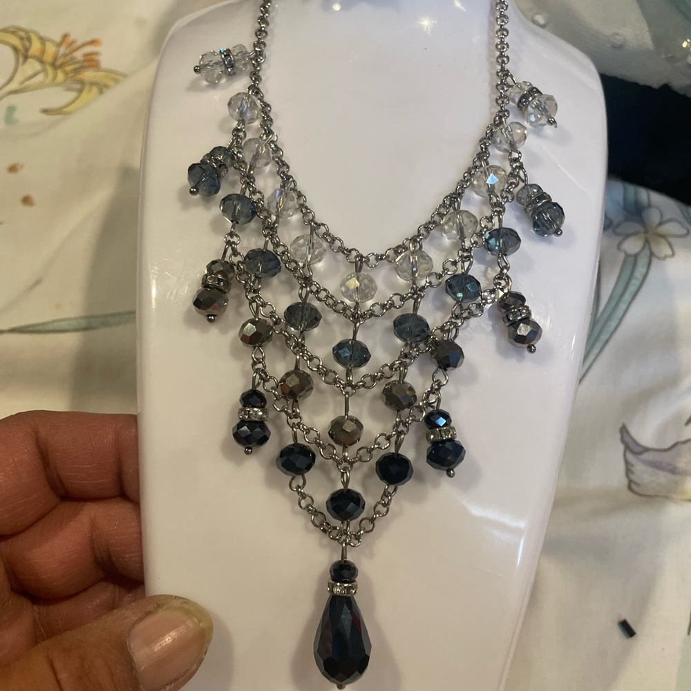 Elegant Silver and Black Necklace